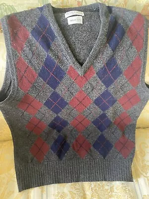 Men’s Vintage Argyle Sweater Vest-- By Everett Holzapfel 100% Wool-- M • $30