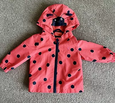 Joules Red Ladybird Rain Coat 6 - 9 Months Hood Baby Girl Black Polka Dot  • £9.99