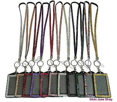 Bling Lanyard Rhinestone Diamante Crystal Neck ID CARD Keychain Holder Strap Lot • £5.75