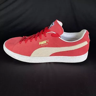 $60 • Buy Puma Suede Mens Size US7.5 UK6.5 Classic Sneakers Phat Laces Red White Gold