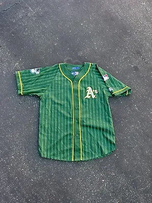 VINTAGE OAKLAND ATHLETICS STARTER JERSEY PINSTRIPE AMERICAN LEAGUE Men’s Size L • $119.99