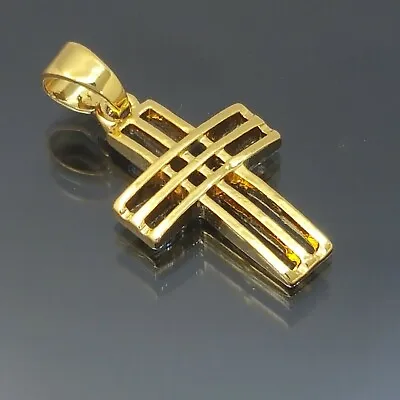 18K Gold Filled Stunning Italian Petite 18ct GF Cross Pendant 20mm • £16.19