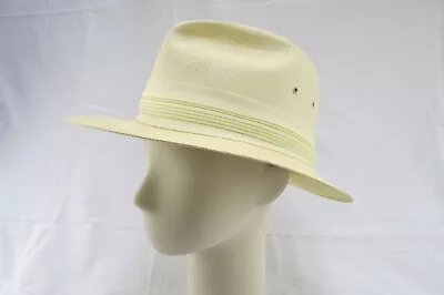 Vintage Dobbs Fifth Avenue Center Pinch Shantung Straw Fedora Hat Mens 7~7-1/8 • $27.99