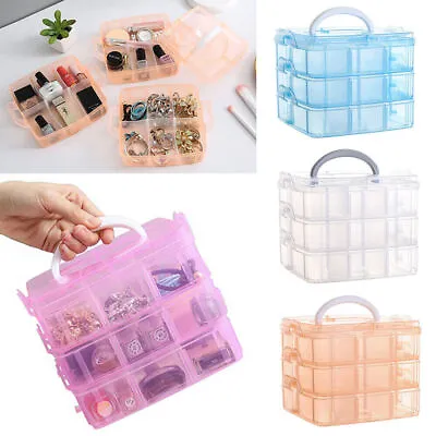 £5.59 • Buy Jewelry Bead Storage Plastic Organizer Clear Practical Box Case Craft Container