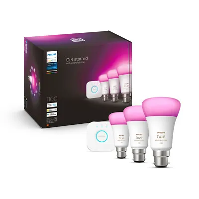 $339 • Buy 4pc Philips Hue White/Colour Ambiance Light Globes/Bulbs 11W A60 B22 W/Bridge