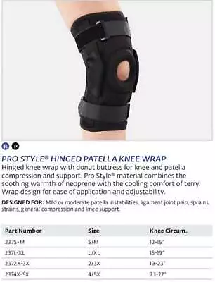 Bell-Horn ProStyle Hinged Patella Knee Wrap L/XL - ACL LCL MCL PCL Sprains. • $25
