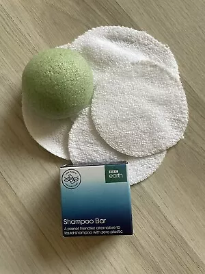 BBC Earth Gift Set; Cotton Face Pads Konjac Sponge Shampoo Bar. Birthday Gift • £3.99