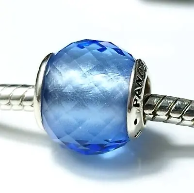 Pandora Blue Petite Facets Murano Glass BEAD SILVER S925 EUROPEAN CHARM • $32.40