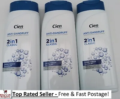 Anti Dandruff Shampoo Conditioner  2in1 Classic 3x 500ml Cien Head Hair Original • £11.19