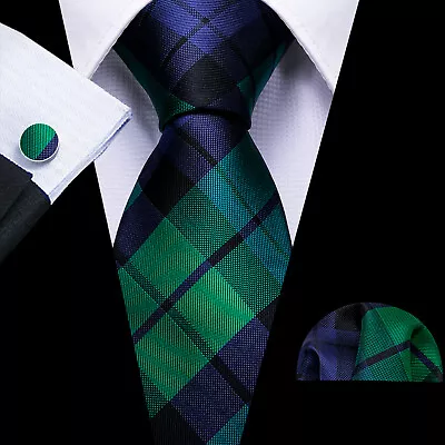 £7.97 • Buy Mens Wedding Tie Silk Classic Paisley Floral Necktie Pocket Square Cufflinks Set