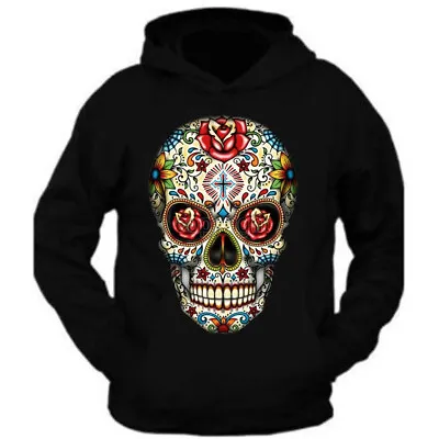 Sugar Skull Roses Eyes Day Of The Dead Hoodie Mexican Gothic Los Muertos Tee • $29.99