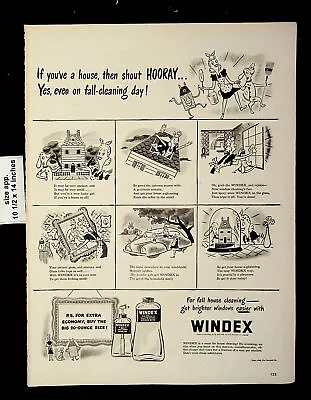 1946 Windex Window Cleaning Spray Fall Dog House Woman Vintage Print Ad 23279 • $6.48