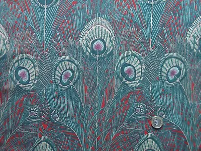 £6.75 • Buy LARGE HERA Peacock Feather LIBERTY OF LONDON Cotton Approx  40 X 34 Cm