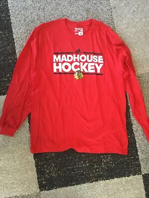 Vintage Adidas Chicago Blackhawks Hawks NHL Hockey Long Sleeve Tee Shirt Size XL • $19.99