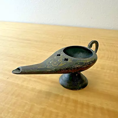 Vintage  Brass Aladdin Genie Lamp  Incense Burner India  Etched • $15