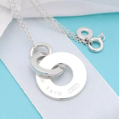 £219.39 • Buy GIFT* Tiffany & Co. 1837 Interlocking Drop Circle Necklace Pendant W/Box & Pouch