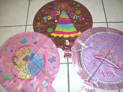 Disney Happy Birthday Princess Party Girl Mylar Balloons Lot Of  13 With Bonuses • $12.99