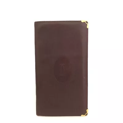 Must De Cartier Leather Bifold Long Wallet/9Y1378 • $1