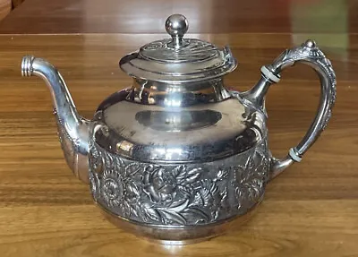 Derby Silver Co. Floral Pattern No. 1648 Tea Pot Quadruple Plate 6.5” • $59.99