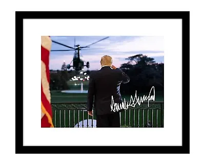 Donald Trump 8x10 Signed Photo Print Saluting Rear Marine One President Maga • $10.99