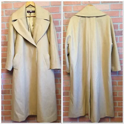 Martin Grant Wool Coat L Long Trench Over Winter Heavy Jacket Pockets Outerwear • $287.49
