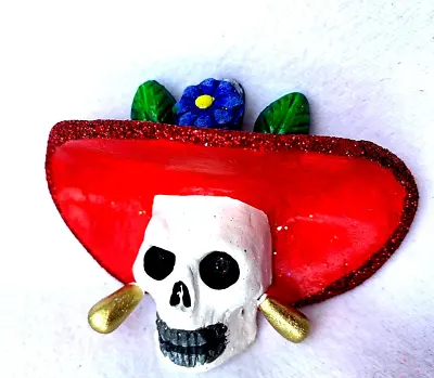 Catrina  Skeleton  Face With Hat Ornament Day Of The Dead  Mexico • $19.50