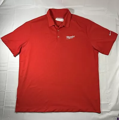 Nike Milwaukee Tools Golf Polo Shirt Mens XL Red Dri Fit Performance SMALL STAIN • $12.95