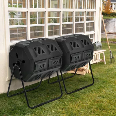 160L Tumbling Composter Rotating Garden Kitchen Waste Compost Bin Sliding Doors • £55.95