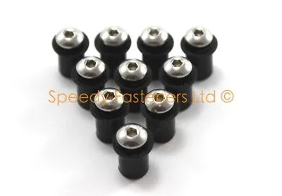 10 Rubber Rubnuts Well Nuts & Stainless Bolts Motorcycle Bike Screen Fairing M5 • $9.93