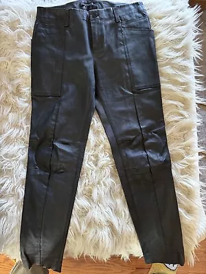 J BRAND Black 100% Lamb Leather Mid Rise Skinny Pants Stretch Women's 29 • $250