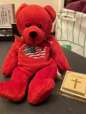 Patriotic Holy Bear With Holy Bible Tag 1999 • £6.25