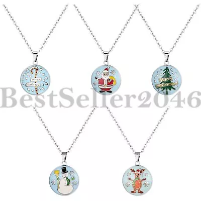 Christmas Tree Snowman Santa Claus Women Men Pendant Necklace 22  Xmas Jewelry • $10.99