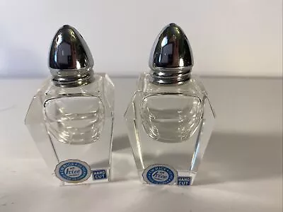 Vintage Mid Century I W Rice Hand Cut Glass Salt And Pepper Shakers EUC • $9.50