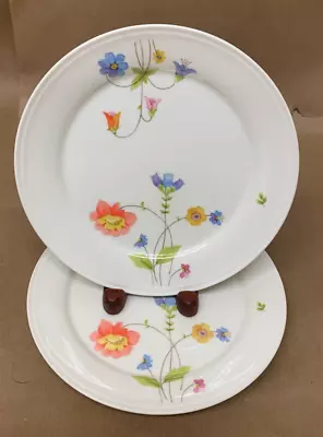 2 Salad Plate Just Flowers Mikasa A4182 Orange Yellow Blue Flowers Japan • $28.41