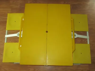 Vintage Plastic Yellow Folding Suitcase Picnic Handy Table & Chair Set Camping • $99.99