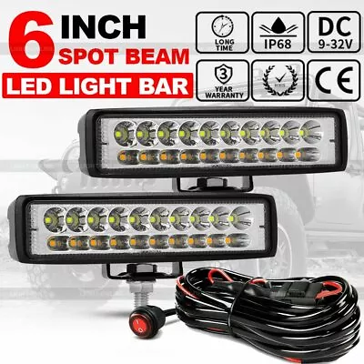 2pcs LED Work Light Bar 6 Inch 12V Driving Spot Beam SUV Offroad For Jeep+ Wire • $22.79