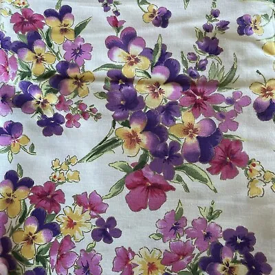 Pink Purple Yellow Floral Flower Pansy Bouquet Tossed Edelen Wille 3 Yards • $35