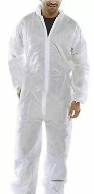 £5.99 • Buy Disposable Coveralls White Hood Paper Suit Painters Protective Overalls Suit UK