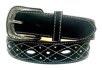  Western Leather Belt. Cowboy Rodeo Casual Suede Leather Belt Cinto Vaquero • $23.99