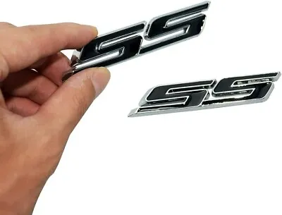 2Pcs Ss Emblem 3D Super Sport Badge For SS Nameplate Decals (Chrome Black) • $10.99