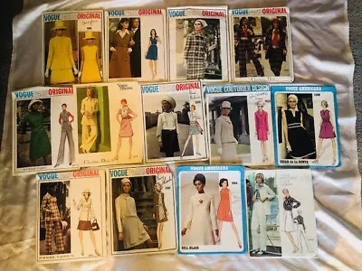 Vtg 13 VOGUE Paris Vogue Americana & Vogue Couturier Sewing Patterns Cut 70's • $26