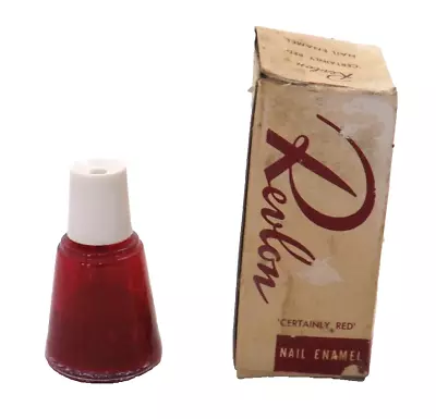 Vtg 1950's Revlon Nail Enamel Certainly Red Polish In Original Box 1/2 Oz Bottle • $47.95