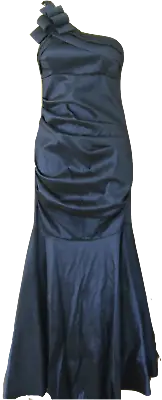 BETSY & ADAM PETROL BLUE ONE SHOULDER PROM DRESS Size 6/Eur 34 • $29.04