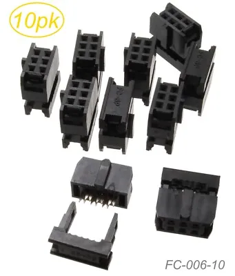 10-Pack 6-Pin (2x3) Female IDC 2.54mm Pitch Connectors For Flat Ribbon Cable • $5.80