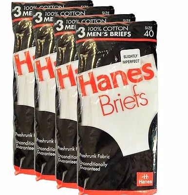 12 New Hanes Men's Brief Slightly Imperfect In Factory Packaging 38 And 40 USA • $29.95