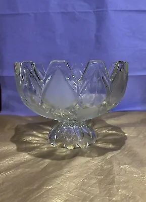 Vintage Bohemian Clear Crystal Round Pedestal Centerpiece/Fruit Bowl. • $30