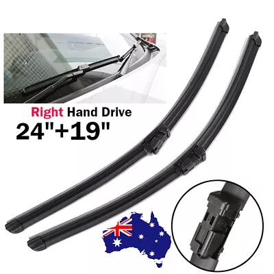 2x 24 +19   Front Windscreen Flat Wiper Blades For VW Jetta Golf Passat CC B6 • $12.99