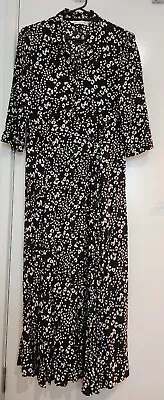 Zara Animal Print Flowing Maxi Shirt Dress L. Suit Size 10-12. Detachable Belt. • $38