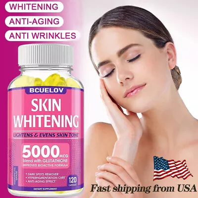 Skin Whitening With L-Glutathione 5000mcg Dark Spot Brightening Capsules • $10.48