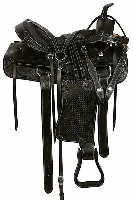 Leather Western Pleasure Barrel Trail Horse Tack Saddle With Set Size 10  To 19  • $331.09